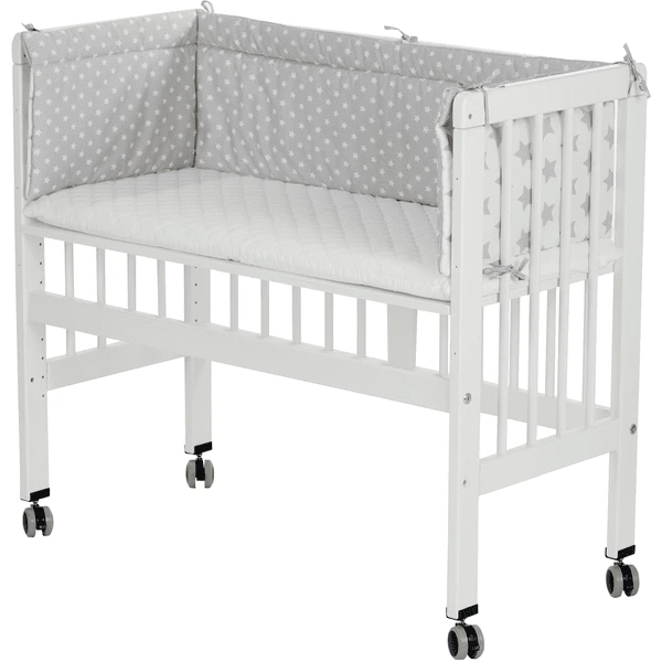 Alvi® Conjunto Completo De Cuna Colecho Para Cama Boxspring Blanco 608-9 Estrellas Gris 2 Alvi® Conjunto Completo De Cuna Colecho Para Cama Boxspring Blanco 608-9 Estrellas Gris - Imagen 2