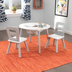 KidKraft® Mesa Redonda Con Dos Sillas Blanco / Gris -Productos Para Bebes kidkraft mesa redonda con dos sillas blanco gris a220357 2
