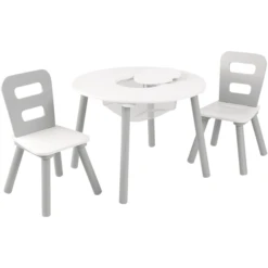 KidKraft® Mesa Redonda Con Dos Sillas Blanco / Gris