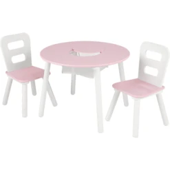 KidKraft® Mesa Redonda Con Dos Sillas Blanco / Rosa