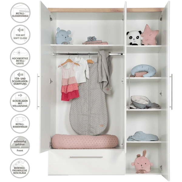 Roba Armario Nele 3 Puertas Blanco 3 Roba Armario Nele 3 Puertas Blanco - Imagen 3