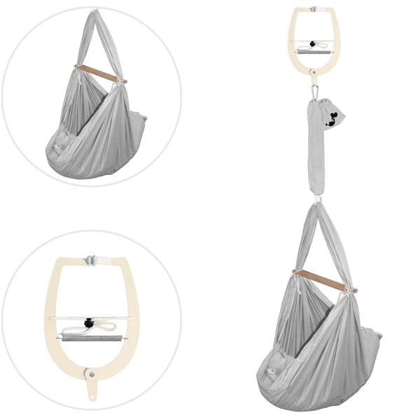 SCHMUSEWOLKE Cuna Colgante Con Gancho Para La Puerta Bio Grey 2 SCHMUSEWOLKE Cuna Colgante Con Gancho Para La Puerta Bio Grey - Imagen 2